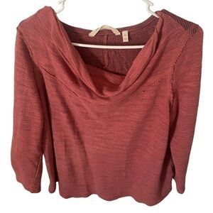 Soft Surroundings light knit embroidered owl neck sweater size Petite Large